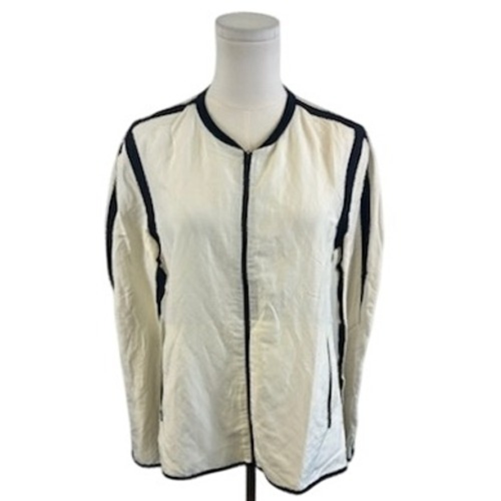 Nike NSW Sportswear Linen Silk Jacket Women's‎ Size Medium Ivory Black Top $658